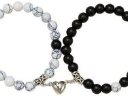 Firetti Armband Set Multipack Geschenk Edelstahl Armschmuck Armkette Edelstein Herz (Set, 2-tlg), Made in Germany - mit Howlith, Glasstein