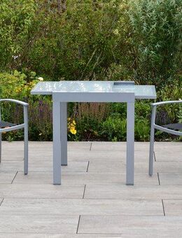 MERXX Garten-Essgruppe »Milano«, (Set, 3-tlg., Pulverbeschichtetes Aluminiumgestell), Ausziehtisch: LxB: 65-130 x 130 cm