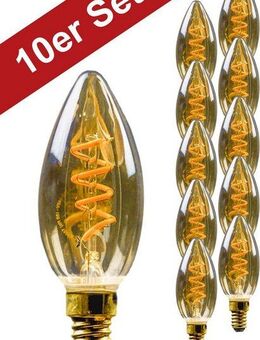 BLULAXA LED-Filament Vintage, E14, 10 St., Extra-Warmweiß, 10er-Set, Goldglas, superwarmweis