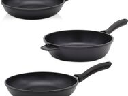 Krüger Pfannen-Set Aluguss Pfannenset LEIPZIG, 3 tlg., Aluminiumguss (Set, 3-tlg., 1x Bratpfanne Ø 20 cm, 1x Bratpfanne Ø 28 cm, 1x Schmorpfanne Ø 24 cm), hochwertige Antihaft-Versiegelung