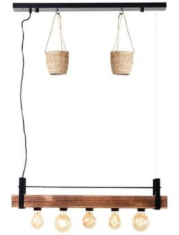 Brilliant Pendelleuchte Bankwood, ohne Leuchtmittel, Hängelampe 5flg schwarz/holzfarbend