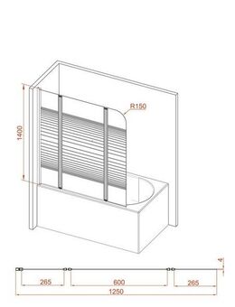 Marwell Badewannenfaltwand White Stripes, Einscheibensicherheitsglas, (3 tlg), mit Sichtschutz, Breite: 125 cm