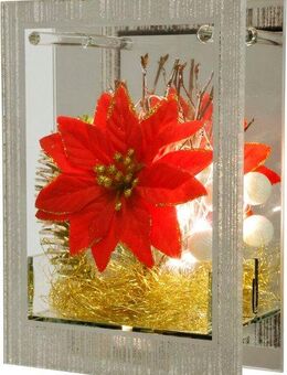 I.GE.A. LED-Dekofigur Dekoobjekt aus Glas mit LED Licht (1 St), Mit Weihnachtsstern Engelshaar Tannengrün Weihnachtsdeko Deko Geschenk