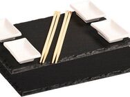 KESPER® Servierplatte (Sushi-Set), Holz, Porzellan, Schiefer, (Set, 8-tlg), mit Zubehör