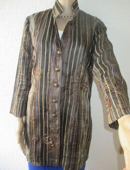 NEU mit ETIKETT * Edel * Lurex * Glitzer * Blumen * Blüten * Flower- Power * Stickerei * Streifen * Bluse *Jacke "BASLER" Gr. 38- 40/ S- M * alt- gold * schokoladen-braun * silber-grau * - Riedlingen