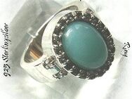 Ring , 925 Silber mit gefassten Jade und Weistopasen - Stemmen