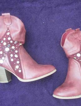 NEUw * Extravagant * Leder Imitat * Gold * Silber- Nieten * Stern * Cowboy * Stiefeletten * Boots "Kayla Shoe" Gr. 40/ 7 * bordeaux- wein- dunkel- rot * - Riedlingen