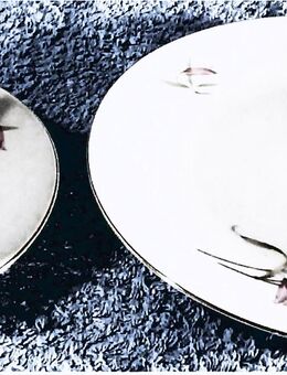 1 Kaffee-Gedeck - Dessertteller / Unterteller / Tasse mit Blumenmotiv - Groß Gerau