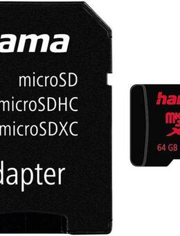 Hama microSD Karte Memory Pro 4K, Adapter/Mobile, UHS Speed C3 UHS-I 80MB/s Speicherkarte (64 GB, UHS Class 3, 80 MB/s Lesegeschwindigkeit)