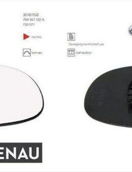 SPIEGELGLAS RECHTS BEHEIZT KONVEX VW SHARAN 7M 3B1857522 NEU - Dortmund Wickede