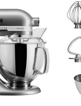 KitchenAid Küchenmaschine 5KSM175PSECU Contour Silver, 300 W, 4,8 l Schüssel, mit Zubehör im Wert von ca. 112,-€ UVP