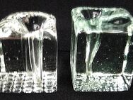 2 Stiftehalter aus Glas - ca. 6 x 6 cm / klar + grünlich - Groß Gerau