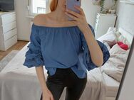 Zara Bluse M in weiß blau - Bestensee