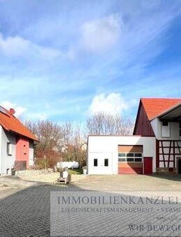 Kaufgelegenheit: Großes Wohn- u. Betriebsanwesen mit mod. EFH, groß.Werkstatt, Hallen, Büro, Garagen und 2.Wohnhaus z... - Memmelsdorf