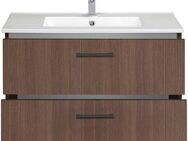 welltime Waschtisch Trento Badezimmerschrank mit Becken Bestseller, Badmöbel in Breite 80 cm, Waschplatz mit 2 Schubladen, Badschrank