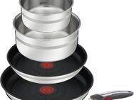 Tefal Pfannen-Set Jamie Oliver Ingenio G6, 5-teiliges Ingenio Kochgeschirr-Set Induktion, Edelstahl (Set, 5-tlg., Bratpfanne 24/28 cm, Kasserollen 16/20 cm, 1 abnehmbarer Griff), für alle Herdarten geeignet, backofenfest, platzsparend, L9769632