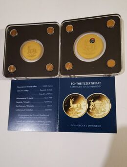 2 Goldmünzen .999 Feingold 1/500 oz, Springbock 2020 + 2021 - Neufahrn (Freising)