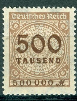 Deutsches Reich postfrisch Nr. 313 PE1 Plattenfehler „Markenrand unter Schalltrichter des linken unteren Posthorns ausgefranst“ - Porta Westfalica Zentrum