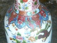 Große alte Bodenvase 62 cm mit top Kunst Malerei und mit Vaseneinsatz - Amberg