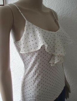 NEU * Punkte * Polka Dots * Tupfen * Salsa- Style * Seiden- Chiffon * Volant * Spagetti- Träger * TOP * T-Shirt "H&M" Gr. 36- 38/ S * weiß * schwarz * withe and black * - Riedlingen