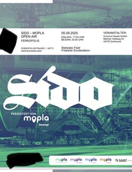 2x Sido Tickets – Ferropolis Gräfenhainichen, 05.09.2025 - Gräfenhainichen