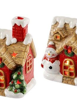 I.GE.A. LED-Dekofigur LED-Haus (1 St), Dekoobjekt LED batteriebetrieben Weiß Gold Weihnachtsdeko