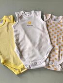 Baby Body Bodies Mädchen Jungen Babygirl Babyboy Sonne Gelb Weiß Marke: Baby Club C&A, 100% Baumwolle Bio-Baumwolle Gr. 56, 3-teilig in 72459