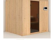 Karibu Sauna Dima, BxTxH: 196 x 170 x 198 cm, 68 mm, (Set) 3,6-kW-Plug & Play Ofen mit externer Steuerung