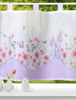 Weckbrodt Scheibengardine Leonie, Schlaufen (1 St), halbtransparent, Voile, Bistro, Voile, bedruckt, floral, HxB 45x120cm, Gardine, Store