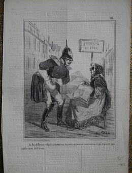 Lithografie aus Le Charivari : König von Preußen , Journal du Soir , Grafik von Cham , Nummer 413 , Jahr 1855 , Blatt 37cm x 25cm , M70 - Görlitz
