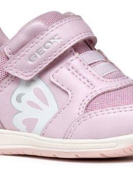Geox B RISHON GIRL Lauflernschuh, Klettschuh, Mädchenschuh mit feinem Glitzer und Schmetterlings Motiv