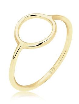 Elli Premium Fingerring Geo Trend Look Kreis Statement 375 Gelbgold