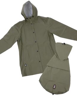 TIAKI Pet & Parent Regenmantel im Partnerlook - Regenmantel für Hundeeltern S/M + passender Hundemantel Rückenlänge 40 cm