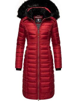Navahoo Wintermantel Umay langer Damen Winter Steppmantel mit Kunstfellkapuze