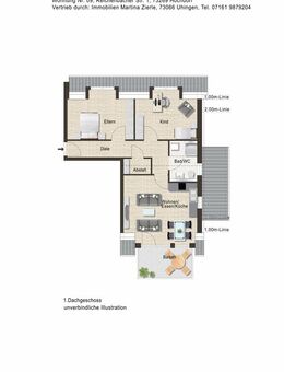 Neubauprojekt in Hochdorf, 3 Zi.-Wohnung, 1. DG, Balkon, KfW55, Aufzug, Tiefgarage! - Hochdorf (Regierungsbezirk Stuttgart)