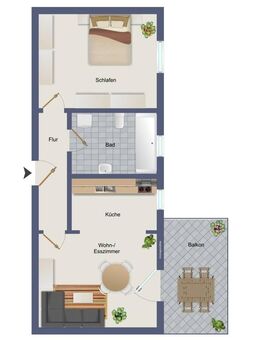Ihre neue Kapitalanlage? Vermietete 2-Zi.-Whg., kernsaniert 2015, mit Balkon und Einzelgarage - Bobingen