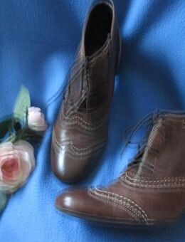 Original Granny VINTAGE * Echt Leder * Budapester * Schnür- Schuhe * Unkle Boots * Stiefeletten "MARIPÈ" Gr. 40/ 7 * schoko- braun * - Riedlingen