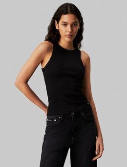 Calvin Klein Jeans Ripptanktop WOVEN LABEL TANK TOP mit Logoaptch