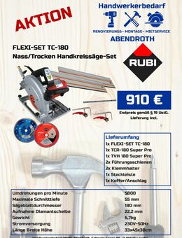 RUBI Flexi-Set TC-180 Nass/Trocken Handkreissäge/Fließenschneider - Laucha (Unstrut) Kirchscheidungen