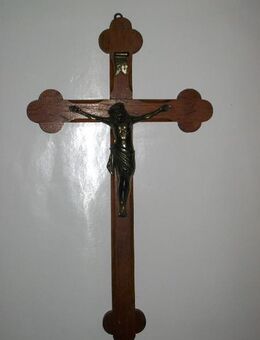Altes Holzkreuz, Kreuz, Messing Jesus, 50 x 29 cm - Büdelsdorf