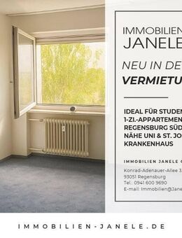 Schönes 1-Zi.-Appartement in Regensburg Süd/Ost nähe Uni / St. Josef Krankenhaus - Regensburg