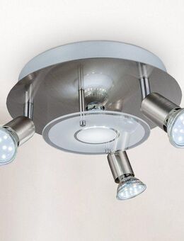 B.K.Licht LED Deckenstrahler, Leuchtmittel wechselbar, Warmweiß, LED Deckenleuchte, rund, Metall, Glas, Strahler, GU10, inkl. 3W 250lm