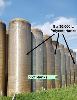 P176 8x gebrauchte 30.000 L Polyestertanks GFK Wassertanks Gülletanks Staffelstein Lagertanks Lebensmitteltanks ehem. Safttanks - Hillesheim (Landkreis Vulkaneifel)