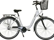 HAWK Bikes Cityrad City Wave Deluxe Plus White, 7 Gang Shimano Nexus Schaltwerk, für Damen und Herren