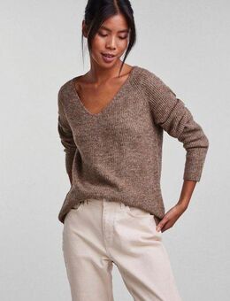 pieces V-Ausschnitt-Pullover PCELLEN LS V-NECK KNIT NOOS BC mit Wolle