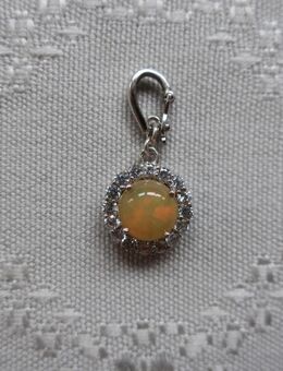 Welo-Opal Clipanhänger 925er Sterling Silber Zirkone Ø 1,3 cm Juwelo - Niddatal