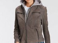 Mauritius Lederjacke NOLAH Two-in-One Style - mit abnehmbarer Jersey-Kapuze