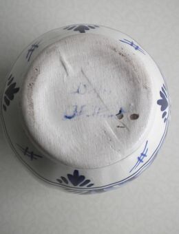 Delfts,Holland,Porzellan-Vase,Weiß,Blau,Alt,ca. 10 cm hoch - Linnich
