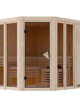 Karibu Sauna "Airia" naturbelassen, BxTxH: 196 x 196 x 198 cm, 68 mm, aus hochwertiger nordischer Fichte