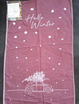 Geschirrtuch Weihnachten / Auto rot weiß von Blindenlehrwerkstatt Neu mit Etikett - Bretten